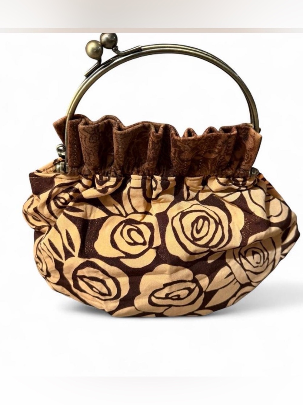 Vintage Style Floral Kiss Lock Frame Handbag Cottagecore Coquette Boho Retro